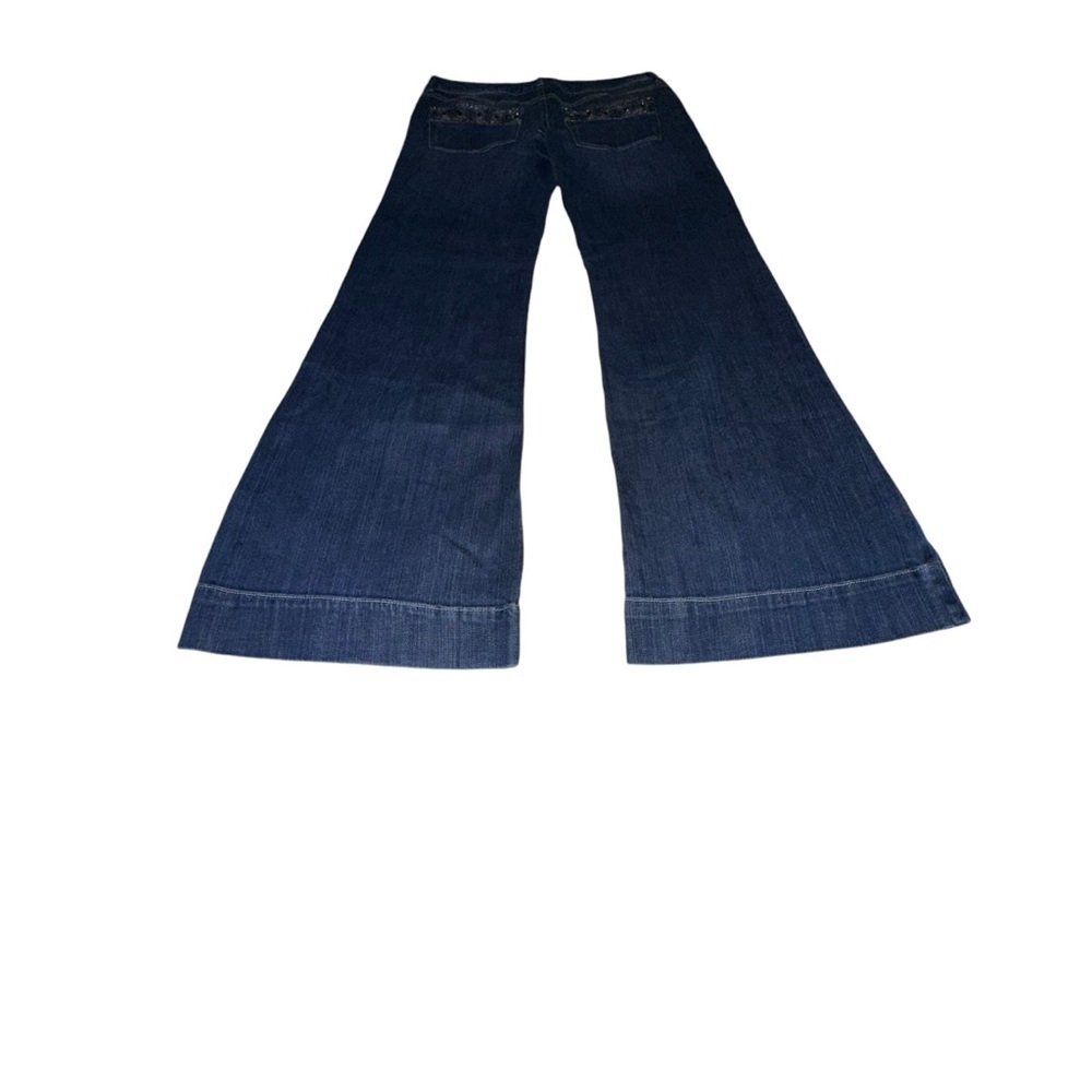 White House Black Market Blanc Dark Blue Denim WideLeg size 8r - Picture 11 of 14